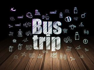 Image showing Vacation concept: Bus Trip in grunge dark room