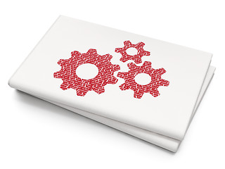 Image showing Advertising concept: Gears on Blank Newspaper background