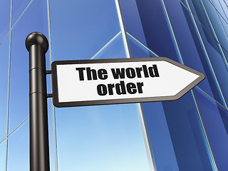 Image showing Political concept: sign The World Order on Building background