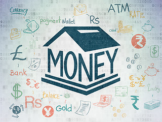 Image showing Banking concept: Money Box on Digital Data Paper background