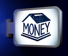 Image showing Currency concept: Money Box on billboard background