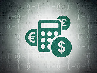 Image showing Finance concept: Calculator on Digital Data Paper background