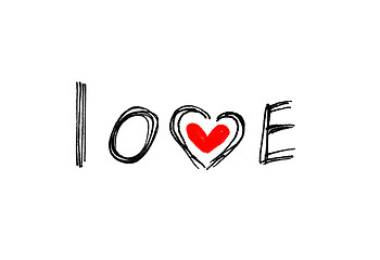 Image showing Word ''Love'' with abstract heart on white background