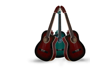 Image showing three guitars isolated