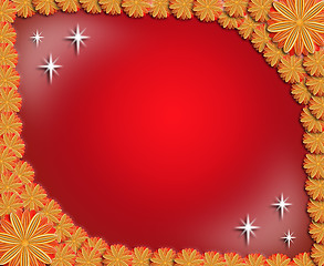 Image showing frame from flowers on red sparkling background