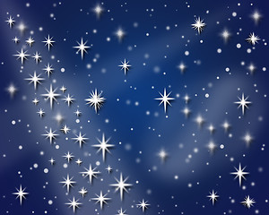 Image showing night sky with snowflakes and stars for holiday