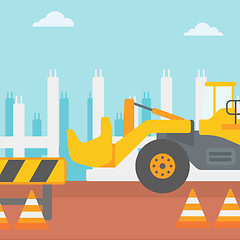 Image showing Background of excavator on construction site.