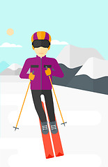 Image showing Young man skiing.