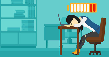 Image showing Employee sleeping at workplace.