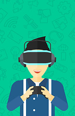 Image showing Man wearing virtual reality headset.