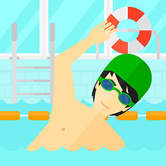 Image showing Swimmer training in pool.