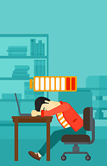 Image showing Employee sleeping at workplace.