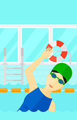 Image showing Swimmer training in pool.