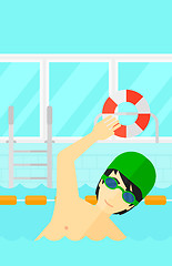 Image showing Swimmer training in pool.