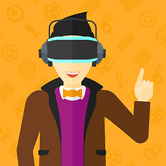 Image showing Man wearing virtual reality headset.