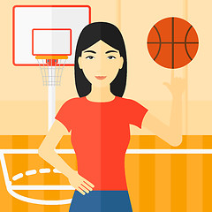 Image showing Basketball player spinning ball.