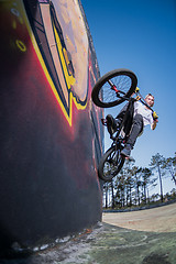 Image showing BMX Bike Stunt Wall Ride