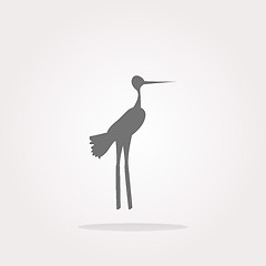 Image showing vector Stork on web icon button isolated on white. Web Icon Art. Graphic Icon Drawing