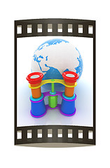 Image showing Worldwide search concept with Earth. The film strip