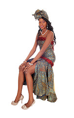Image showing Beautiful African American woman in dress.
