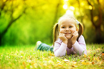 Image showing Portrait of a little girl in autumn park