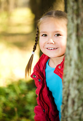 Image showing Portrait of a little girl in autumn park