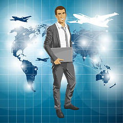 Image showing Vector Businessman With Laptop