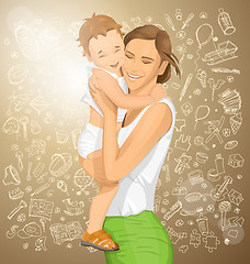 Image showing Vector Woman With Child