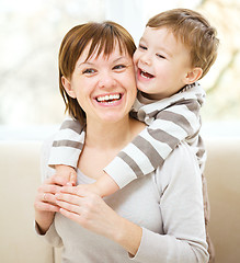 Image showing Mother is having fun with her son