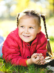 Image showing Portrait of a little girl in autumn park