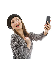 Image showing Woman Taking a Selfie