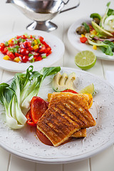 Image showing Grilled cheese with salsa salad 