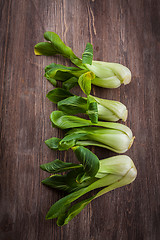 Image showing Pak Choi on wooden table