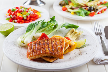 Image showing Grilled cheese with salsa salad 