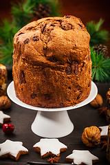 Image showing Chocolate panettone cake for Christmas