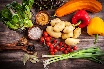 Image showing Raw vegetables with spices