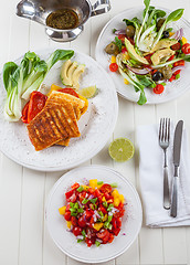 Image showing Salsa salad with grilled cheese