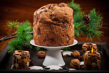 Image showing Chocolate panettone cake for Christmas