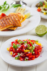 Image showing Salsa salad with grilled cheese