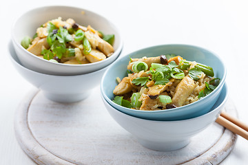 Image showing Rice with chicken meat and vegetable