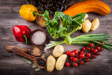 Image showing Raw vegetables with spices