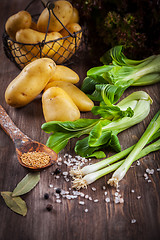 Image showing Raw vegetables with spices