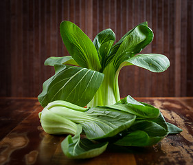 Image showing Pak Choi on wooden table