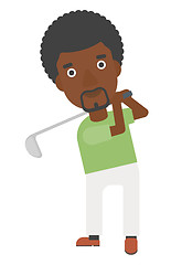 Image showing Golf player hitting the ball.