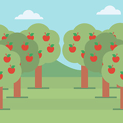 Image showing Background of  trees with red apples.