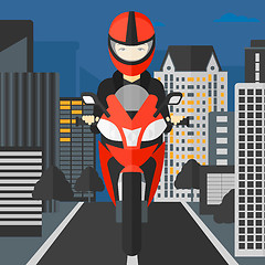 Image showing Woman riding motorcycle.