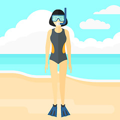 Image showing Woman with swimming equipment.