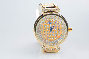 Image showing gold watch with diamonds