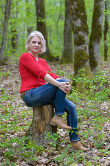 Image showing Blonde in a red pullover