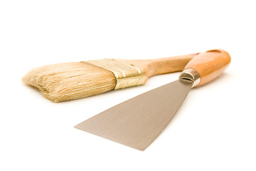 Image showing Paintbrush and putty knife